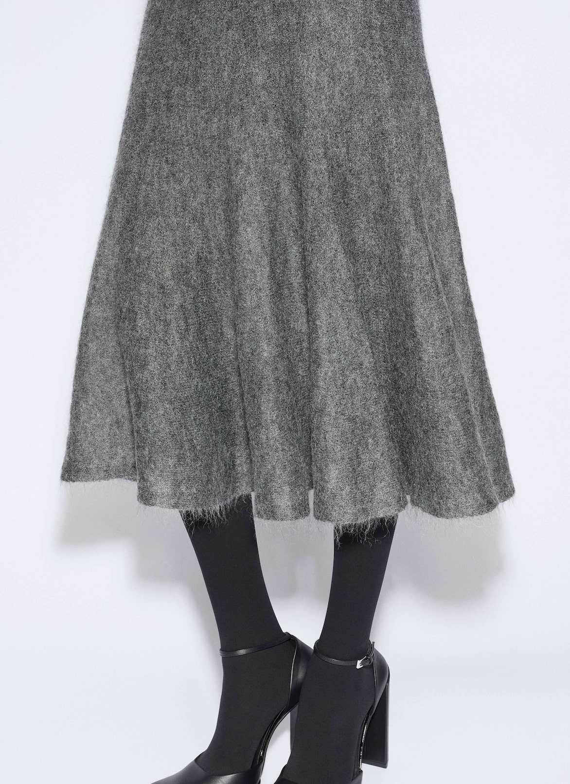MOHAIR KNIT CIRCLE SKIRT ALAÏA GRAY MOHAIR KNIT CIRCLE SKIRT